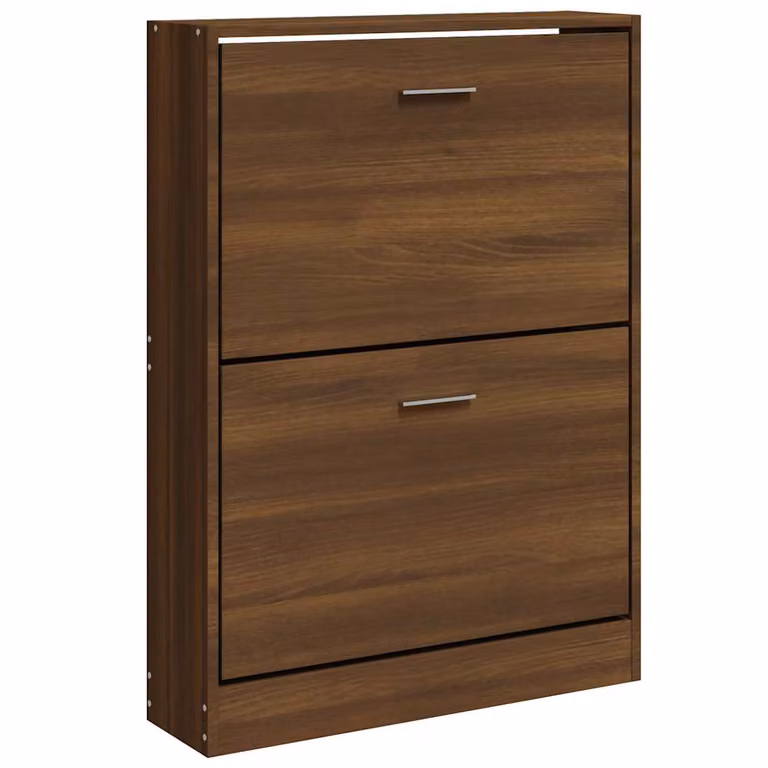 Mueble zapatero moderno vidaXL de madera en color roble marrón con compartimentos basculantes, An: 59 cm, P: 17 cm, Al: 81 cm