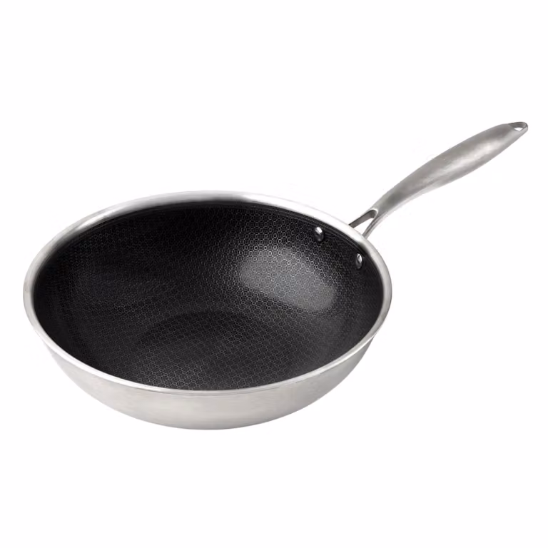 Wok Spetebo de cerámica antiadherente para inducción, color plata y antracita, 28 cm