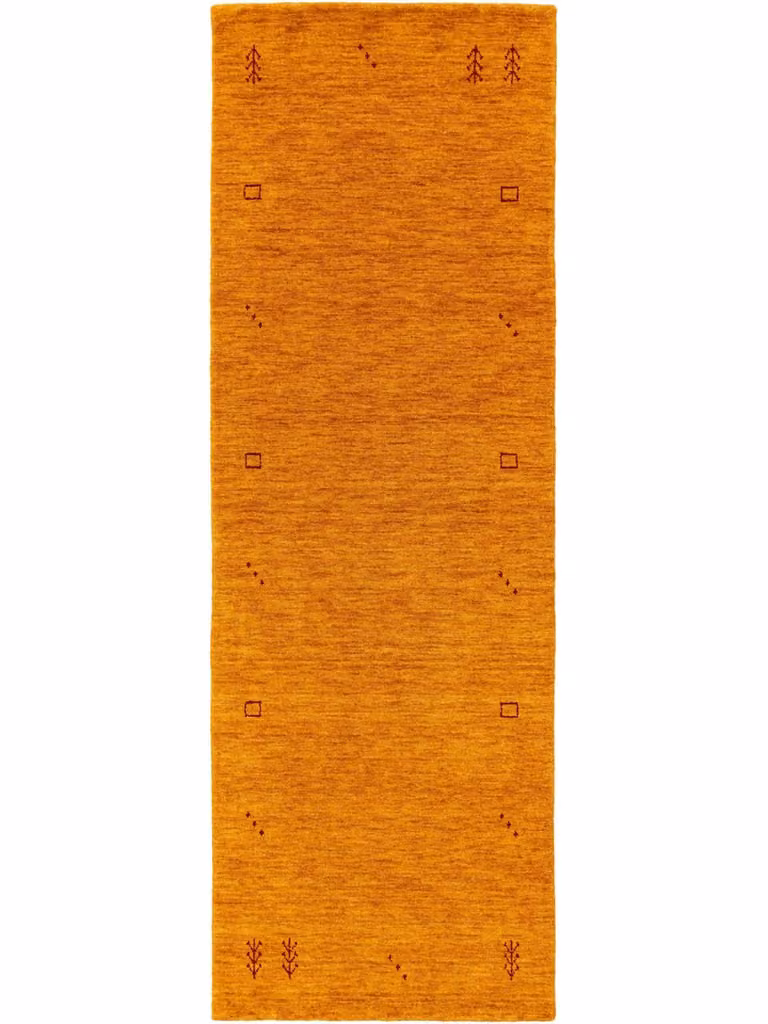 Alfombra de pasillo Benuta Gabbeh de lana amarilla, An/P: 80 x 250 cm