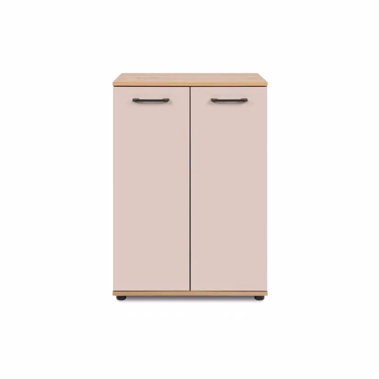 Aparador moderno de 2 puertas Calicosy en efecto roble y cachemira con acabado mate, An: 60 cm