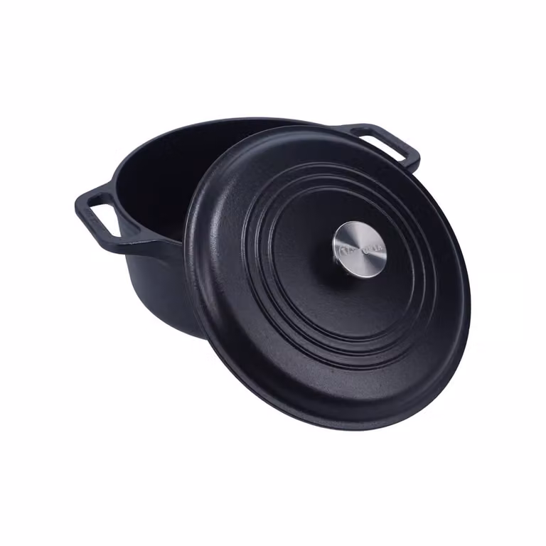 Cacerola de hierro fundido Victoria en color negro con capacidad de 5,7 l y diámetro de 26 cm