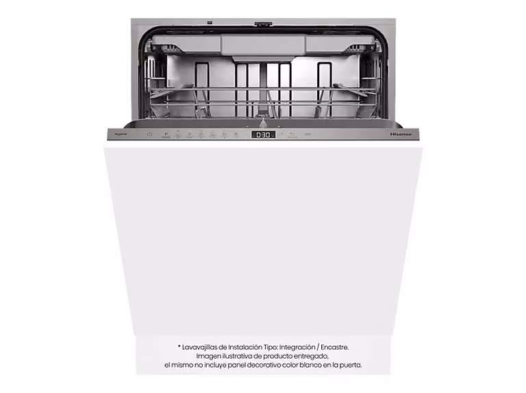 Lavavajillas integrable Hisense HV16D5 de 16 servicios, 6 programas y color blanco, An/P/Al: 59,8 x 44 x 81,6 cm