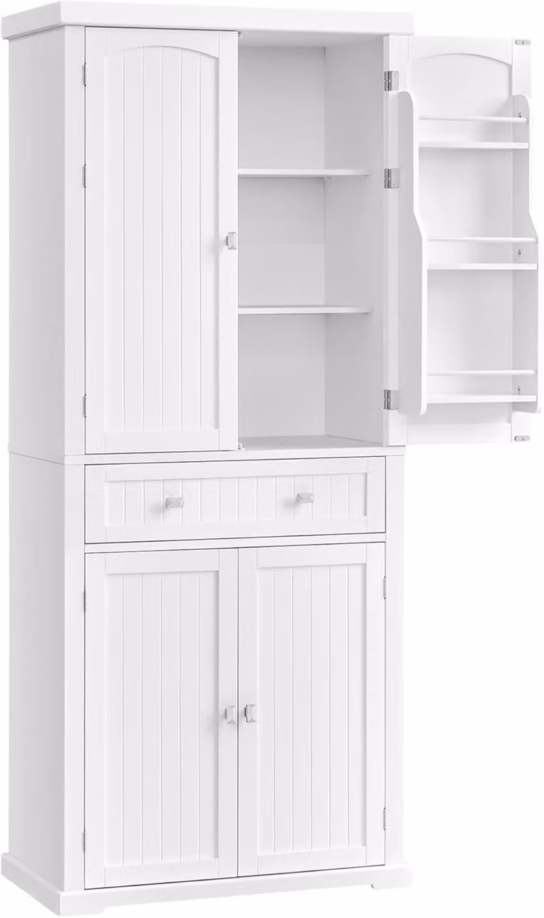 Aparador de esquina VASAGLE con puertas de listones en color blanco o negro para cocina, baño o salón, An/P/Al: 75,4 x 39,9 x 80,5 cm