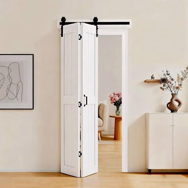 Puerta corredera plegable Vevor de estilo granero en MDF para dormitorio o cocina, color blanco, An/P/Al: 91,4 x 3,5 x 213,4 cm