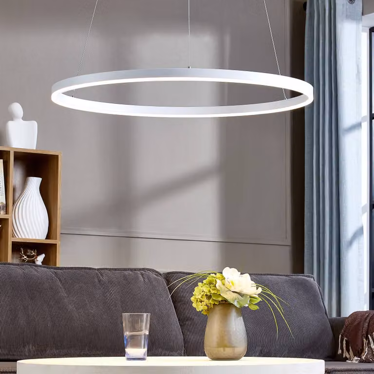 Lámpara colgante LED Albiona Arcchio de diseño moderno en color blanco con acabado en metal y acrílico, atenuable, ideal para cocina o comedor