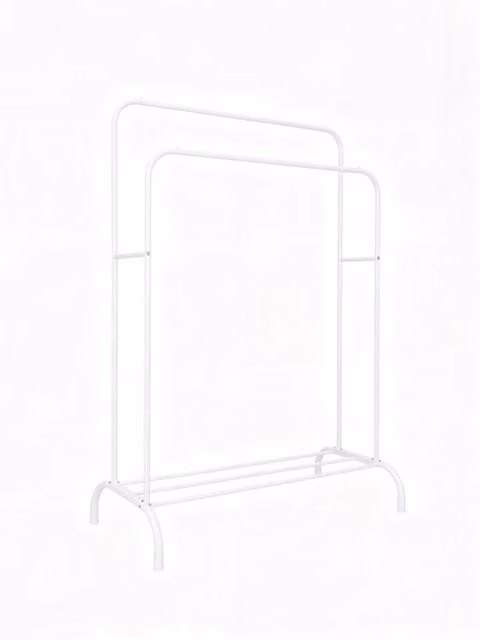 Perchero doble de metal con estante y barras laterales NORTHIX en color blanco mate para dormitorio o pasillo