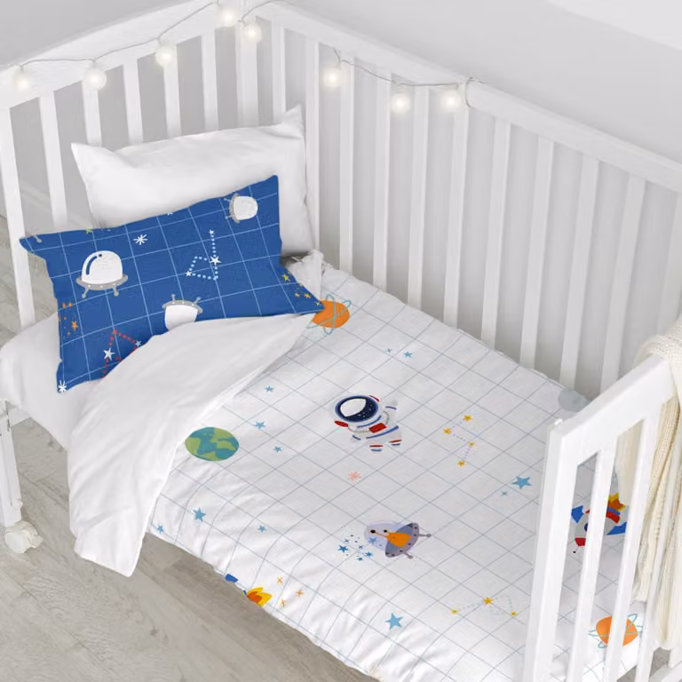 Juego nórdico de 2 piezas Moshi Moshi con diseño de estrellas para niños, 100% algodón transpirable, multicolor, An/P/Al: 115 x 145 x 40 cm (incluye funda nórdica y funda de almohada de 40x60 cm)