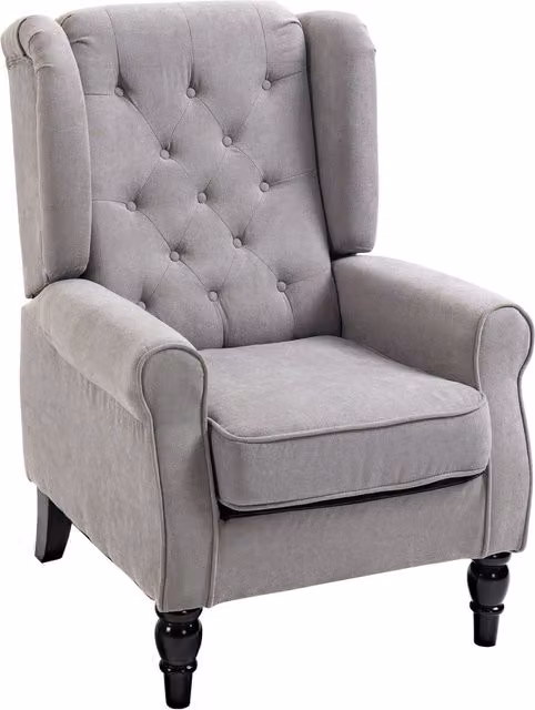 Sillón de acento con orejeras NORTHIX en color gris, tapizado en tela con diseño clásico y reposabrazos, An/P/Al: 74 x 86 x 102 cm