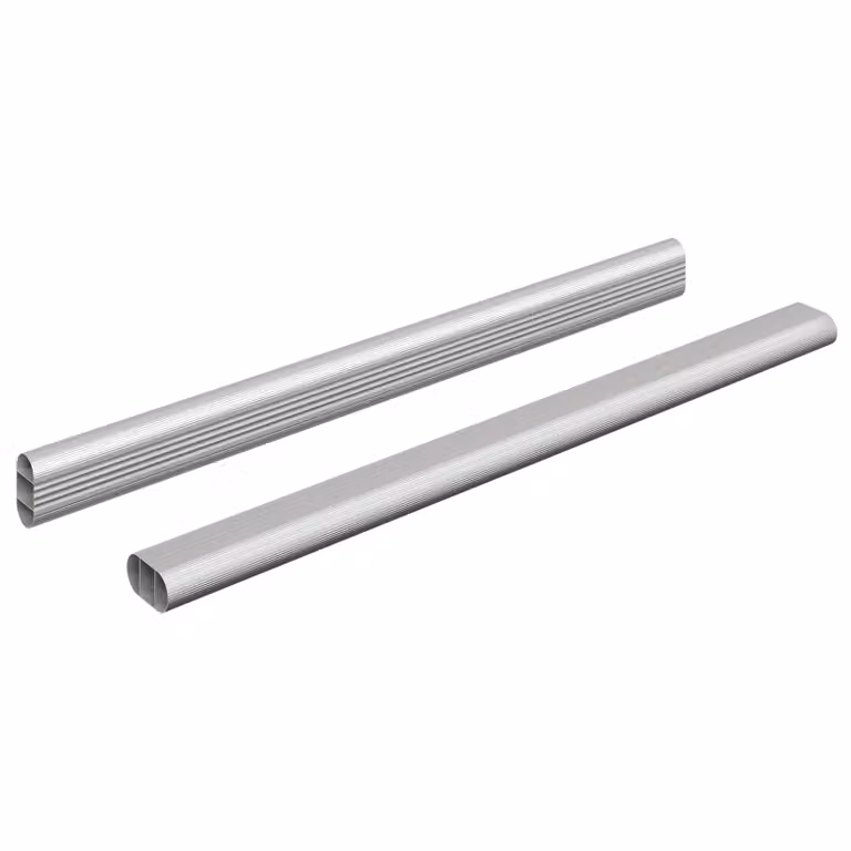 Set de 2 varillas para armario de metal vidaXL en color plateado, An/P/Al: 46,4 x 2,9 x 1,5 cm