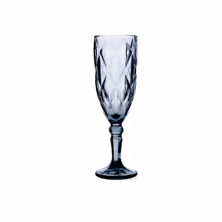 Set de 6 copas de champán Maia de Quid en vidrio con relieve azul de 165 ml