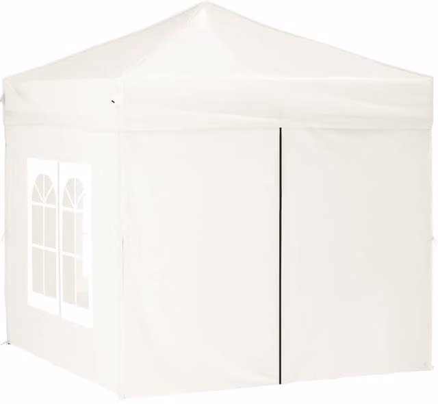 Carpa plegable para fiestas SYFAX con paredes laterales y ventanas, color beige y blanco, An/P/Al: 2,34 x 1,97 x 1,97 m