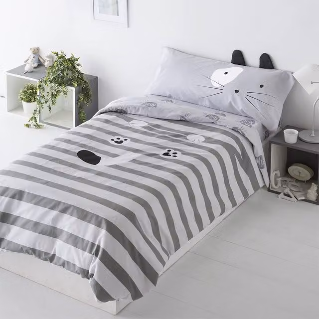 Funda nórdica reversible infantil Cotton Artean con diseño de animales en gris y blanco, An/P/Al: 150 x 220 cm