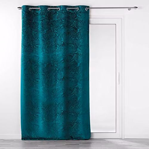 Cortina opaca de terciopelo con relieve Analia de DOUCEUR D'INTERIEUR, color petróleo, An x Al: 140 x 240 cm