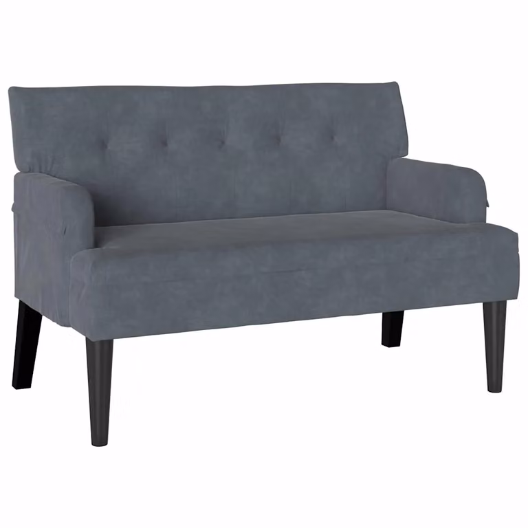 vidaXL Banco Chesterfield de Terciopelo Gris con Patas de Madera An/P/Al: 110 x 65,5 x 75 cm