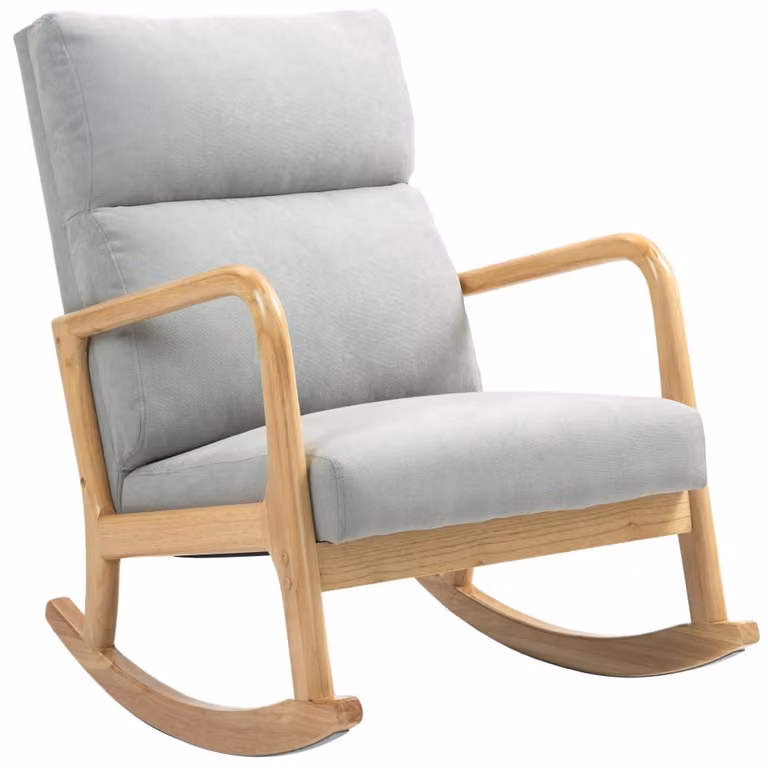 Silla mecedora Homcom moderna en color gris con reposabrazos, An/P/Al: 65 x 87 x 94.5 cm