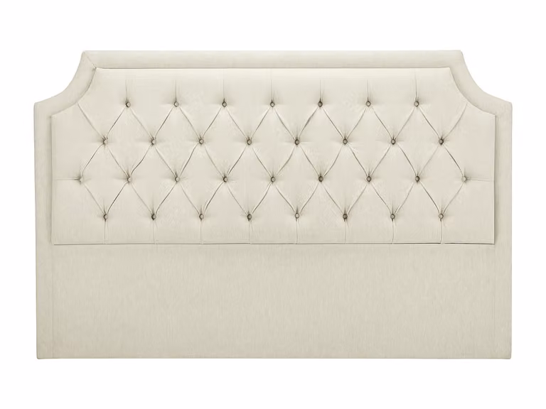 Cabecero capitoné de tela JOHENE en color beige para dormitorio, An: 200 cm, Al: 110 cm, P: 8 cm