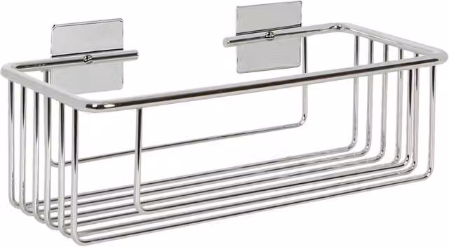 Jabonera de rejilla rectangular Beltrán con adhesivo y compartimento para esponja en acero inoxidable color plata