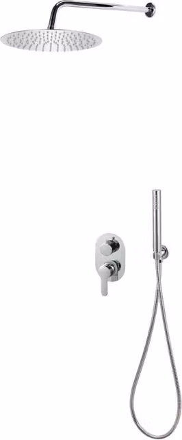 Sistema de ducha con panel, alcachofa de mano y desviador de vidaxl en acero inoxidable color plata