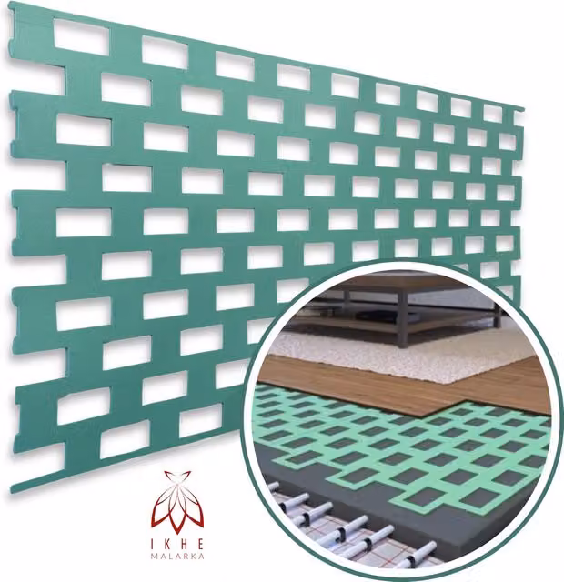 Base aislante IKHEMALARKA para suelos laminados y calefacción por suelo radiante, aislamiento acústico y térmico, color verde, 30 m², An/P/Al: 60 x 100 x 50 cm, grosor 2,5 mm