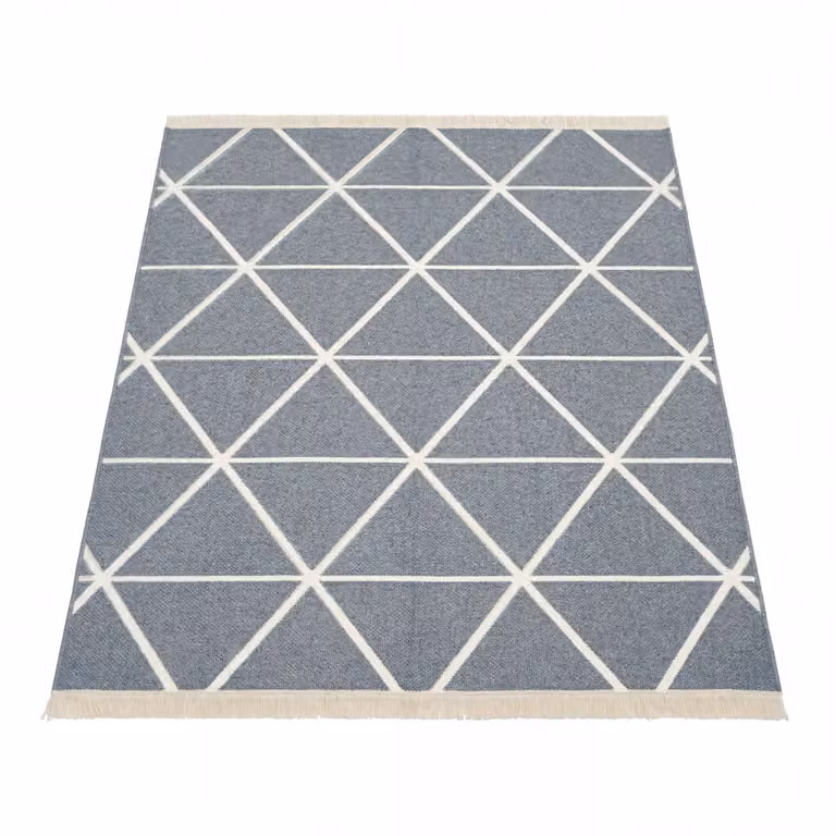 Alfombra reversible Skyla de algodón con diseño geométrico escandinavo en gris y amarillo, An/P: 80 x 150 cm