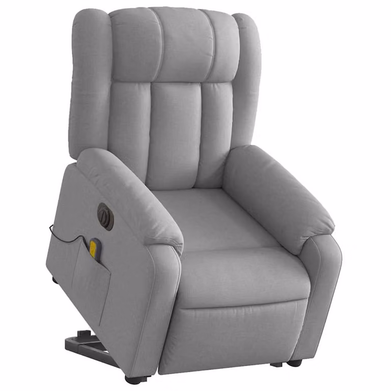 Sillón de masaje eléctrico reclinable y elevable vidaXL en tela gris claro