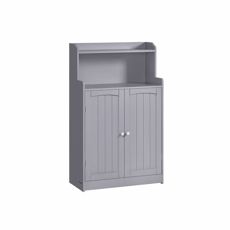 Armario de baño VASAGLE gris con puertas batientes y estantes internos, An/P/Al: 60 x 30 x 101 cm