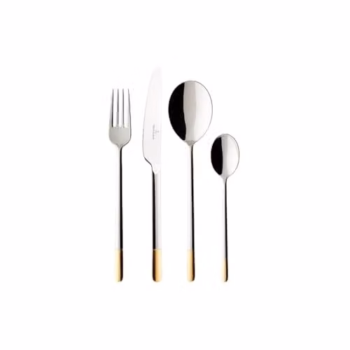 Juego de cubiertos Villeroy & Boch Ella de 24 piezas en acero inoxidable pulido con detalles dorados y plata para 6 personas