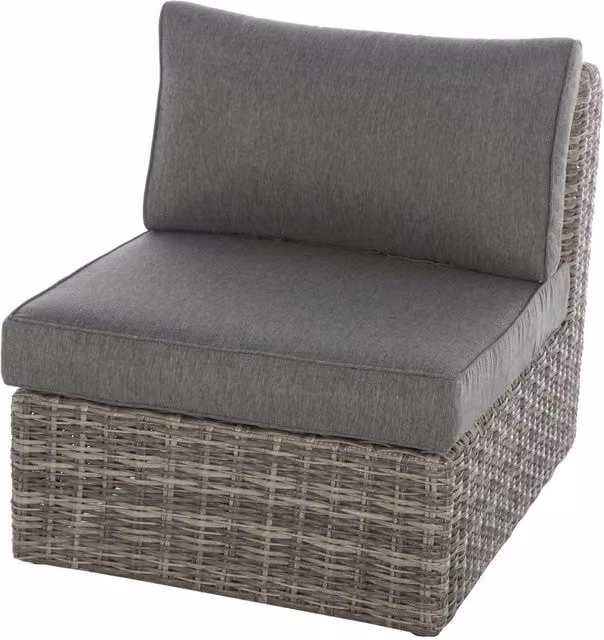 Sillón de jardín Mooréa de Hespéride en color marrón y gris con estructura de metal y ratán sintético resistente a los rayos UV