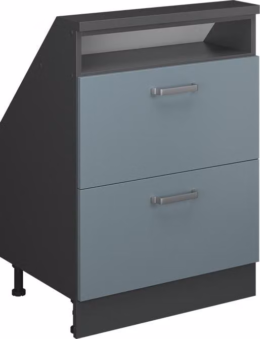 Armario de cocina para techo inclinado Vicco R-Line en gris azulado y antracita con 2 cajones internos de 60 cm