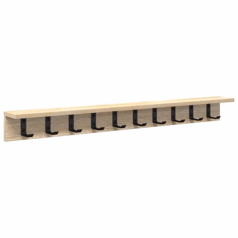 Perchero de pared moderno vidaXL en madera color roble sonoma con 10 ganchos para pasillo