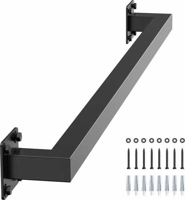 Pasamanos de escalera Vevor de acero negro mate con tubo cuadrado para montaje en pared, carga máxima de 113,4 kg, An/P/Al: 91,0 x 8,0 x 2,1 cm