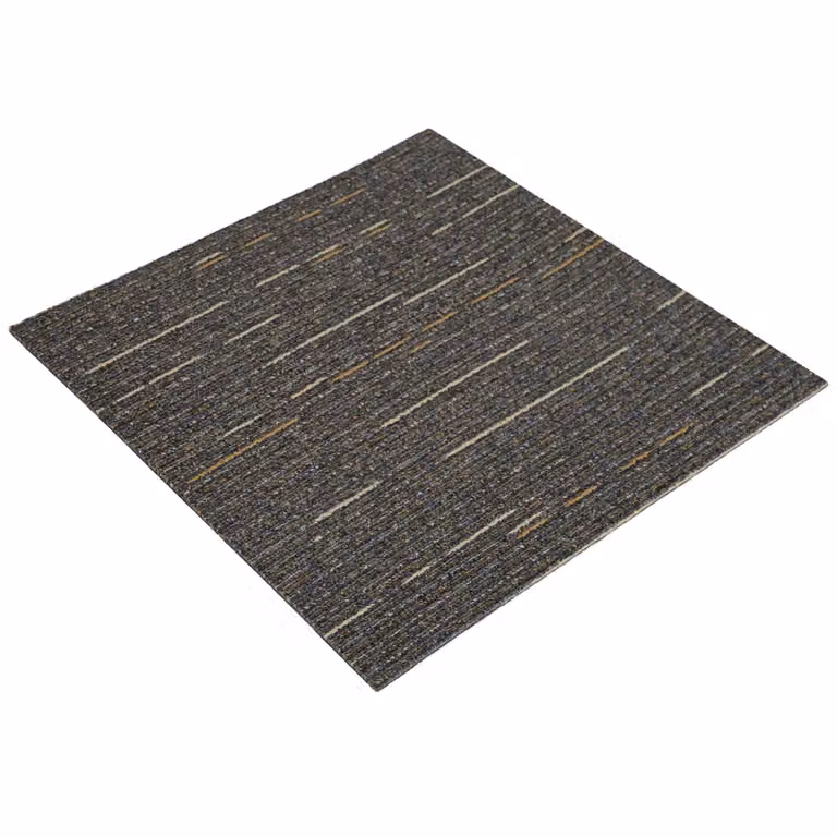 Set de 36 piezas de azulejos de alfombra vidaXL con diseño de rayas moderno en color marrón claro, fabricados en polipropileno con pelo en bucle, An/P: 50 x 50 cm