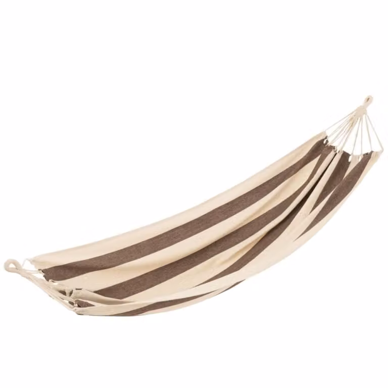 Hamaca de rayas J-line en poliéster marrón para adultos, An/P/Al: 200 x 100 cm