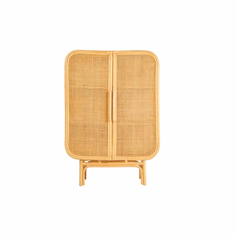 Aparador de ratán LUWAK de Miliboo con 2 puertas en color marrón y beige, Ancho: 80 cm