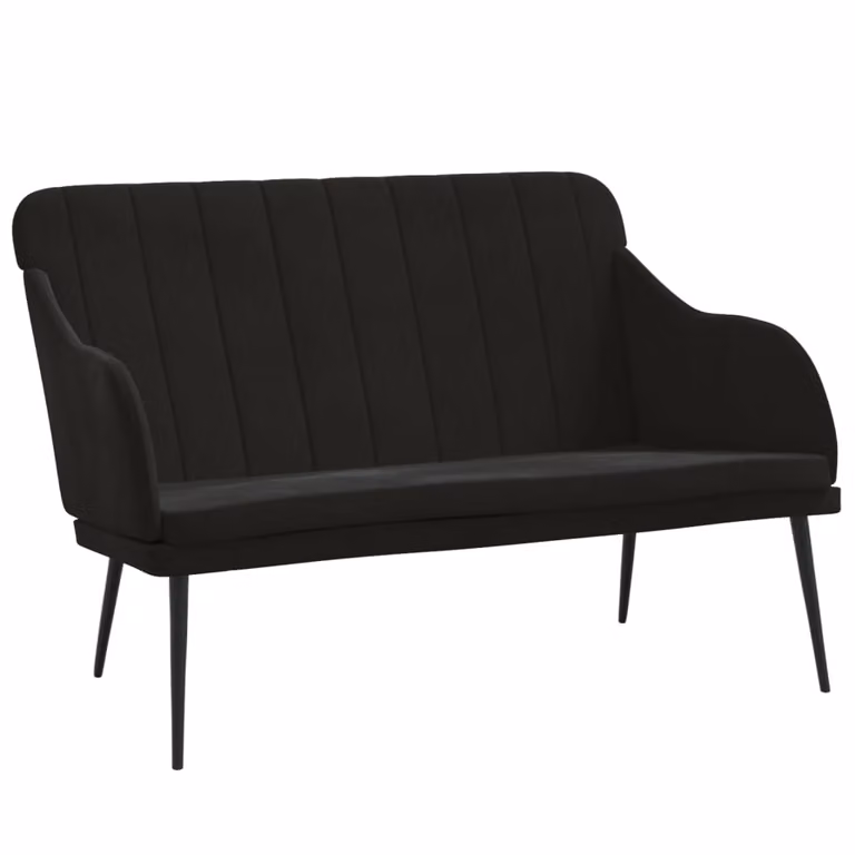 Banco de terciopelo negro vidaXL con estructura de metal y MDF An/P/Al: 110 x 76 x 80 cm