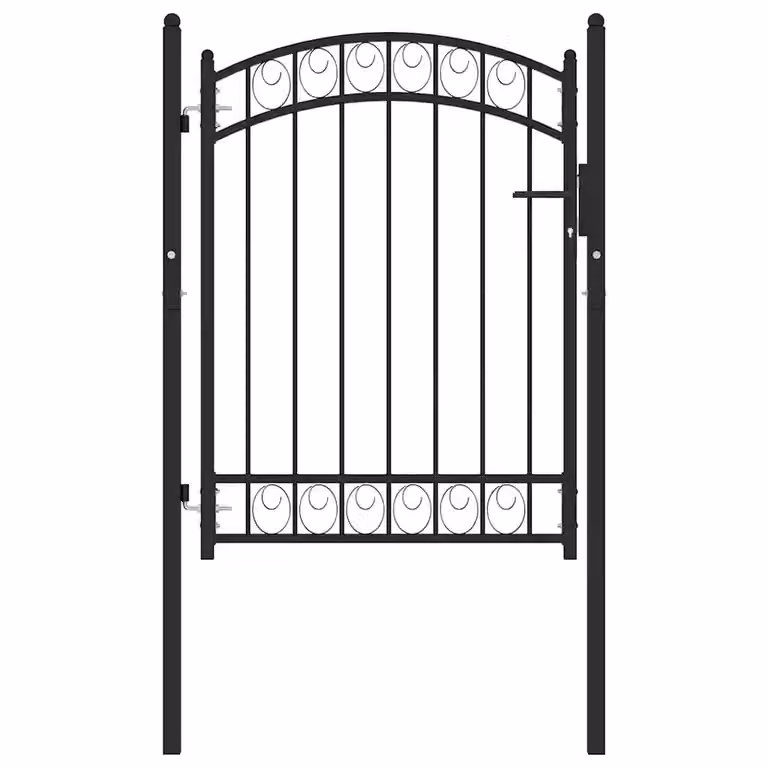 Puerta de valla metálica de acero videx negra tipo swing An/Al: 104 x 98,5 cm
