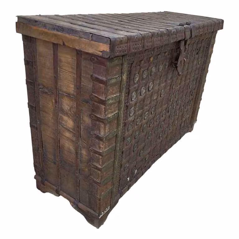 Baúl artesanal de madera recuperada Wanderlust deco color marrón An/P/Al: 136 x 46 x 96 cm