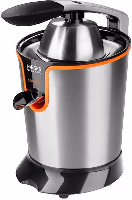 Exprimidor eléctrico de cítricos Haeger Pro Juice 600 en acero inoxidable y color plata