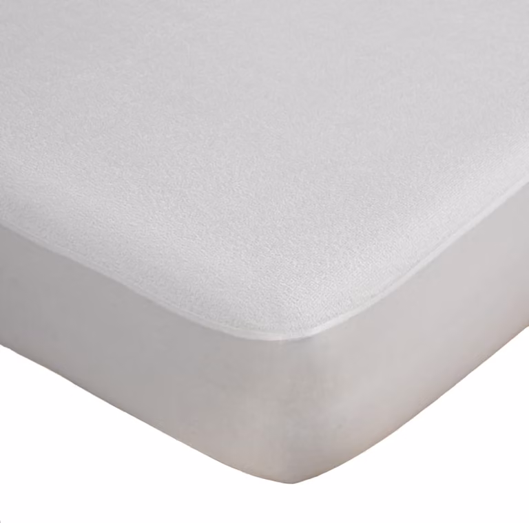 Protector de colchón Gamusi de algodón rizo impermeable, transpirable y antibacterial, color blanco, An/P: 90 x 190 cm