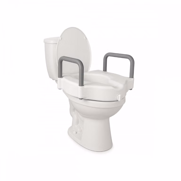 Asiento de inodoro con reposabrazos Mobiclinic Cibeles en color blanco para personas mayores