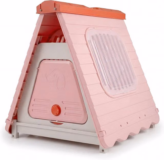 Caseta plegable para perros de exterior NORTHIO en color rosa con suelo elevado y resistente a la intemperie, An/P/Al: 60 x 60 x 68 cm