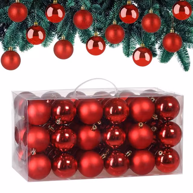 Set de 54 bolas de Navidad redondas Casaria de color rojo para tu árbol