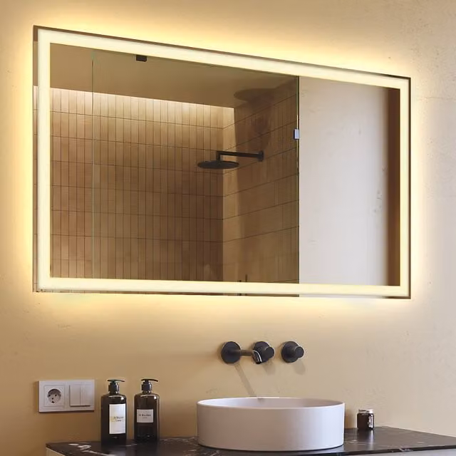 Espejo de baño moderno con iluminación LED de ARTFORMA, An/Al: 120 x 70 cm, luz blanco cálido 3000K
