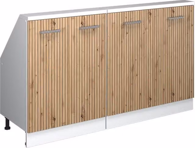 Conjunto de armarios abuhardillados Vicco Rion en roble artesanal y blanco para dormitorios o cocinas, lote de 2 unidades