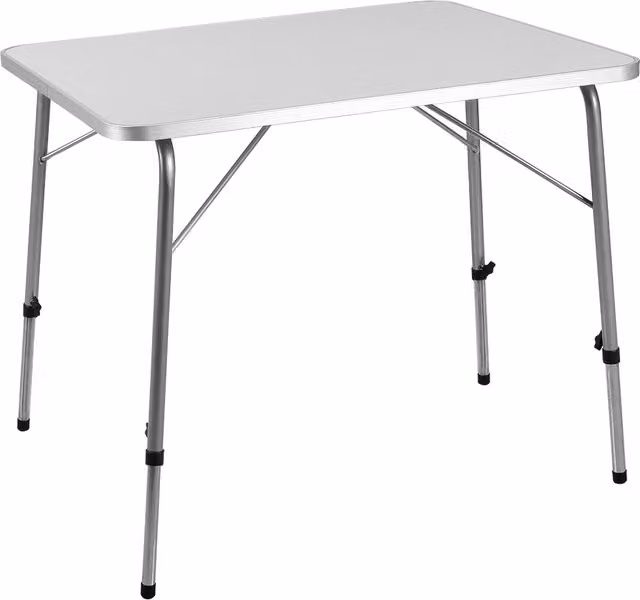 Mesa plegable Casaria® de aluminio y MDF en blanco y plata, altura regulable, An: 80 cm, P: 55 cm, Al: 50-69 cm