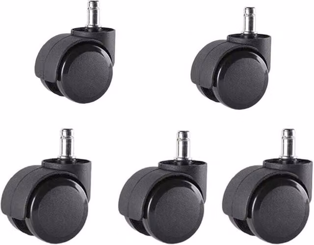 Juego de 5 ruedas LIIYIELA para silla de oficina y giratoria en color negro, aptas para suelos duros, con dimensiones de 10 mm x 22 mm
