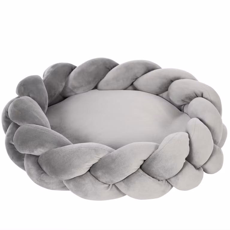 Cama redonda para perros PAWHUT en terciopelo gris con funda extraíble, An/P/Al: 55 x 55 x 14 cm
