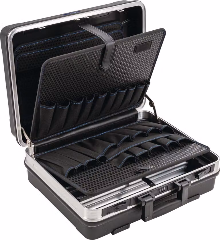 Maletín para herramientas TECWERK en color negro con estructura de aluminio y carcasa de ABS, capacidad de 28,1 litros, An/P/Al: 50,0 x 20,0 x 42,0 cm