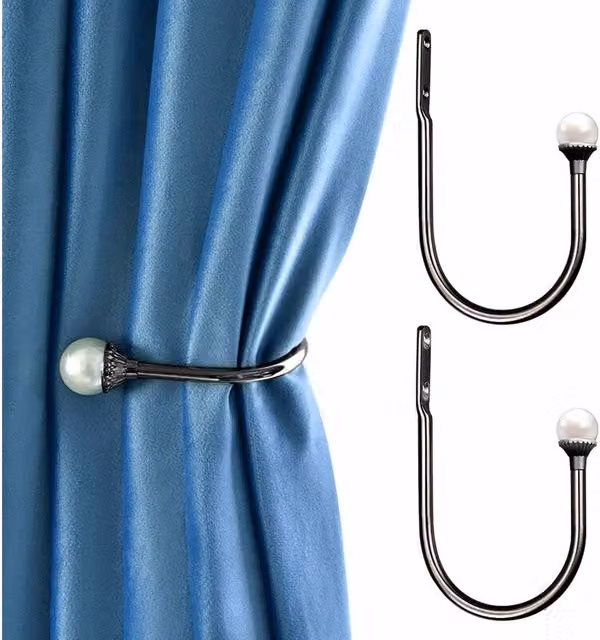 Set de 2 ganchos decorativos de pared en forma de U XISRENS de aluminio color negro con tornillos