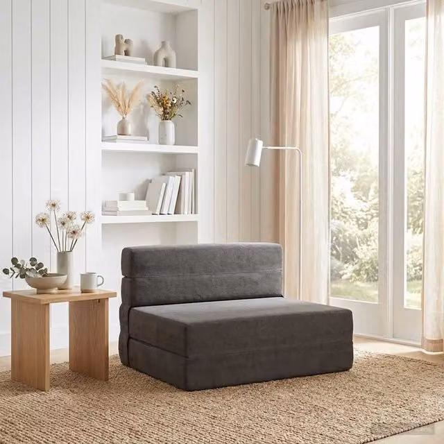 Sofá cama plegable vidaXL en gris oscuro de tela, An/P/Al: 70 x 72 x 60 cm